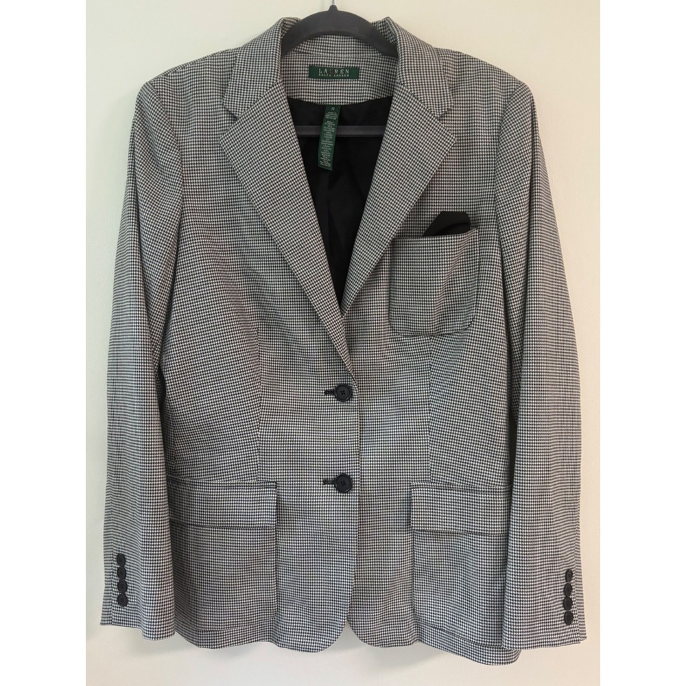 Lauren Ralph Lauren Womens Houndstooth Blazer Sz 12, Ivy League, Quiet Luxury